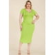 thumbnail image 2 of Saronite Vestido Midi Básico Ajustado con Cuello Abierto y Manga Corta, Color Lima (Talla Grande para Mujer), 2 of 5