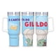 thumbnail image 1 of Gildo Vaso aislado de acero inoxidable con asa, diseño temático, regalo para familia, amigos y fans; incluye pajita y encaja en el portavasos estándar, 40 oz, 1 of 6