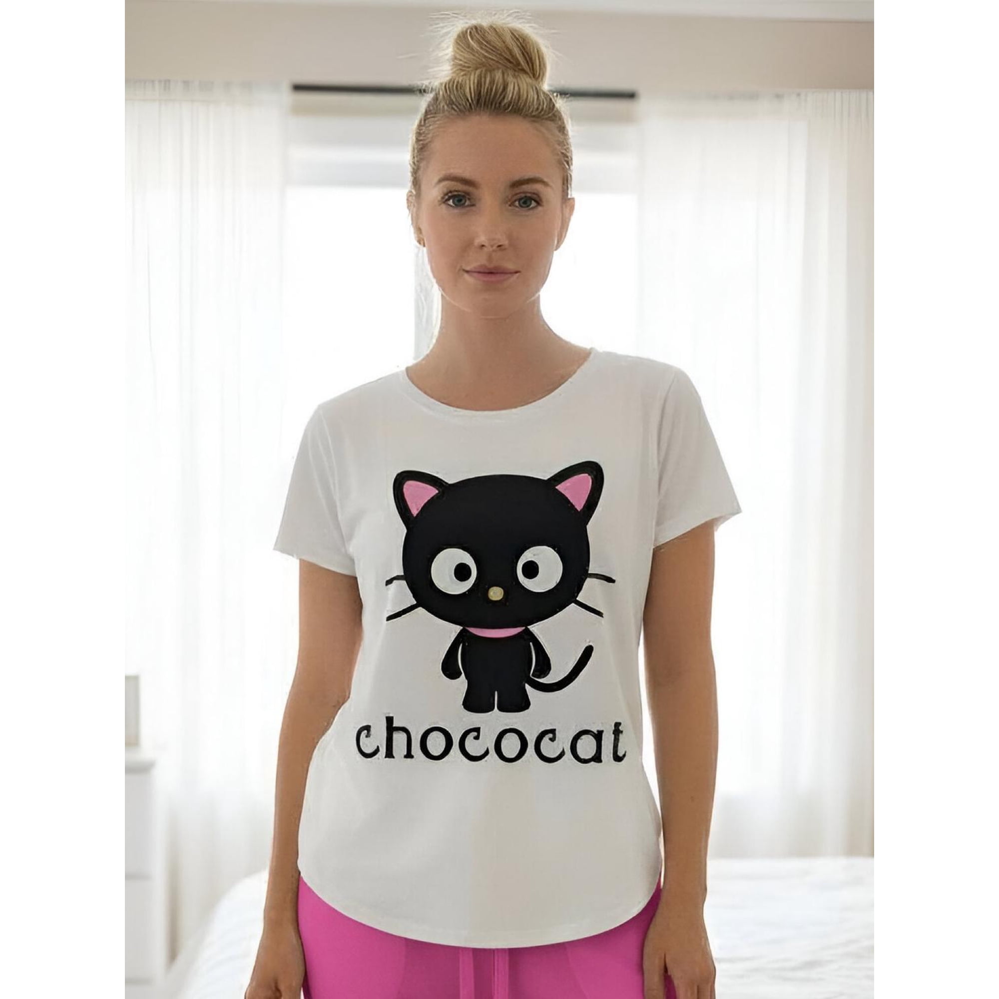 Hello Kitty - Polera Pijama Mujer Chococat Beige S