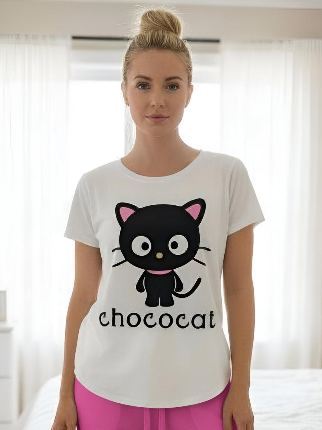 Hello Kitty - Polera Pijama Mujer Chococat Beige S