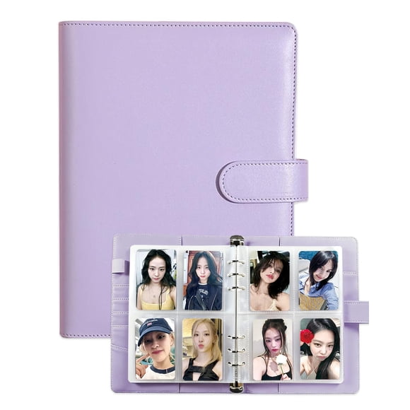 Carpeta Para Tarjetas A5 Para Fotos Con 30 Fundas De Cuero Pu Morado