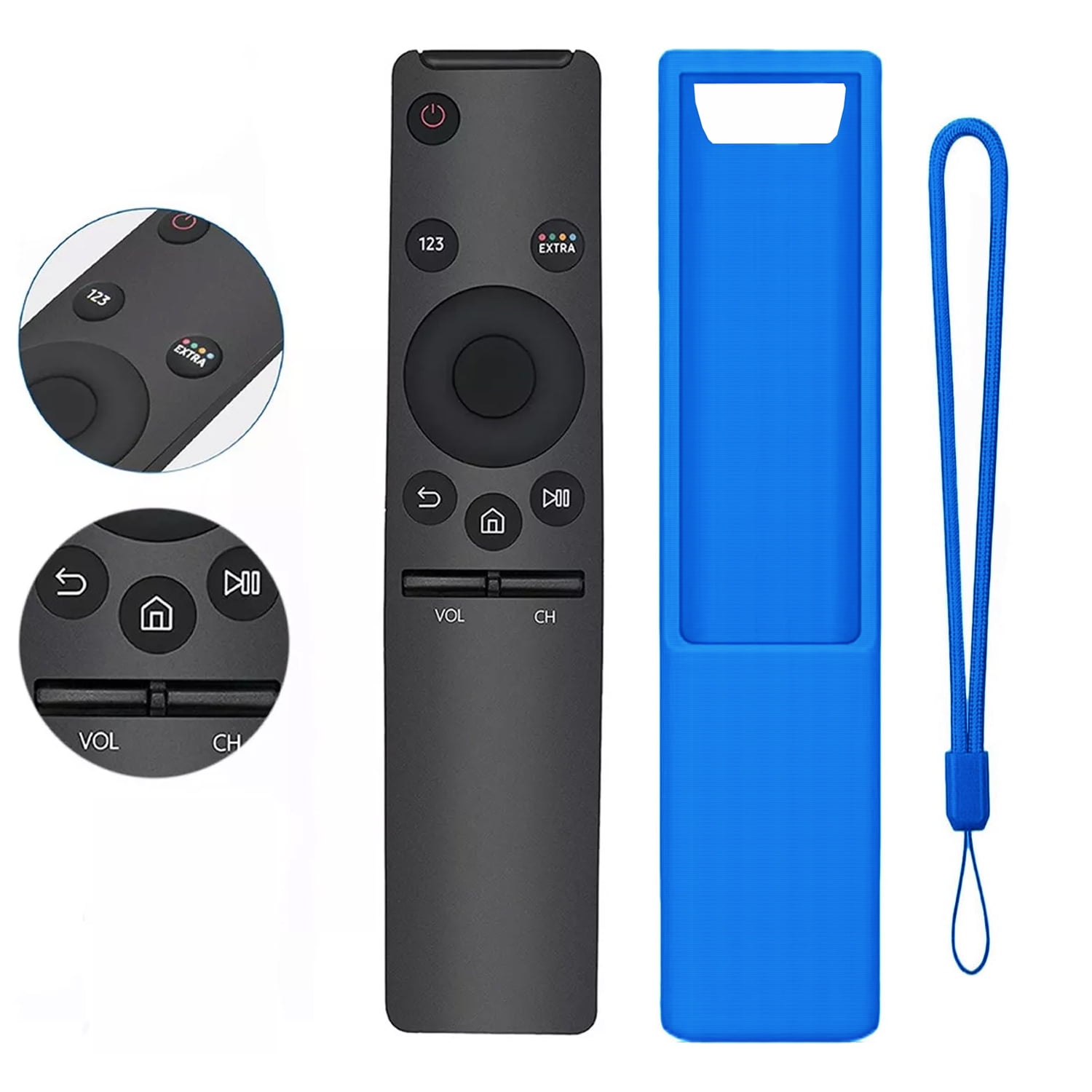 Control Remoto Universal Aaronmei Azul Con Funda Protectora Y Correa De Muñeca