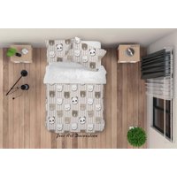 Milsleep - 3D Cartoon Animal Bear Stripes Funda De Edredón Juego De Ropa De Cama Funda Nórdica