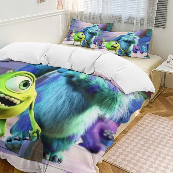 Monsters University Bedding Comforter Sets 3-Piece Bedding Set Soft Warm Bed Set for Bedroom All Season
