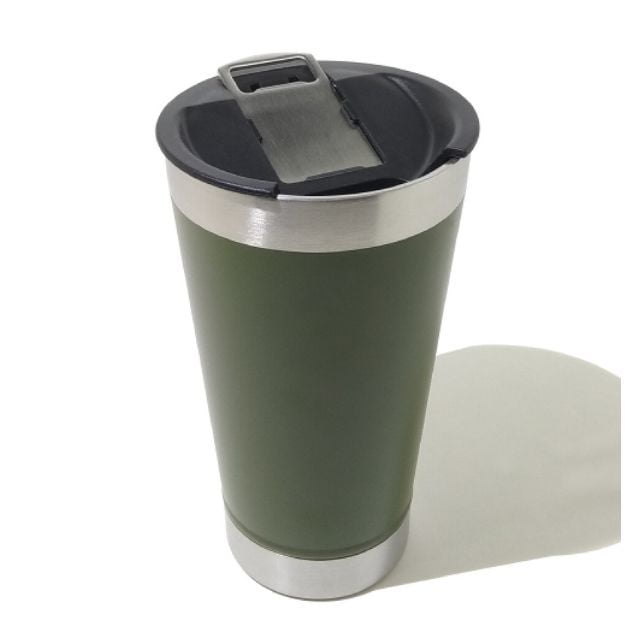 Termico - Vaso Térmico Acero Bebidas Frías / Calientes Con Destapador Color Verde Militar.