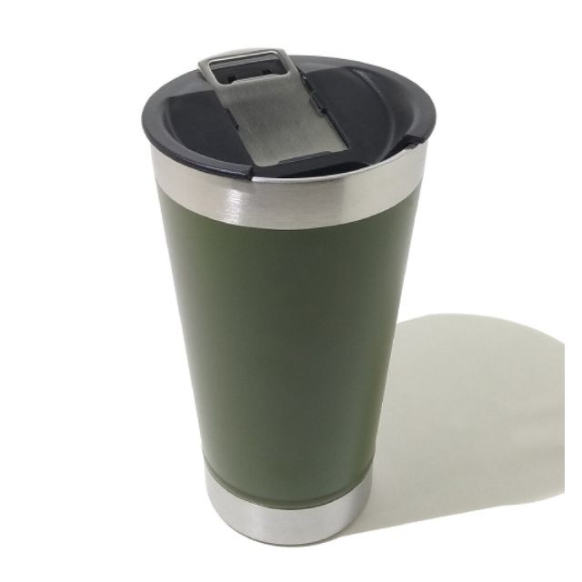 Termico - Vaso Térmico Acero Bebidas Frías / Calientes Con Destapador Color Verde Militar.