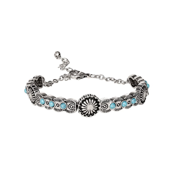 Pulsera Jessica Simpson Turquesa Sintática Cadena Plateada