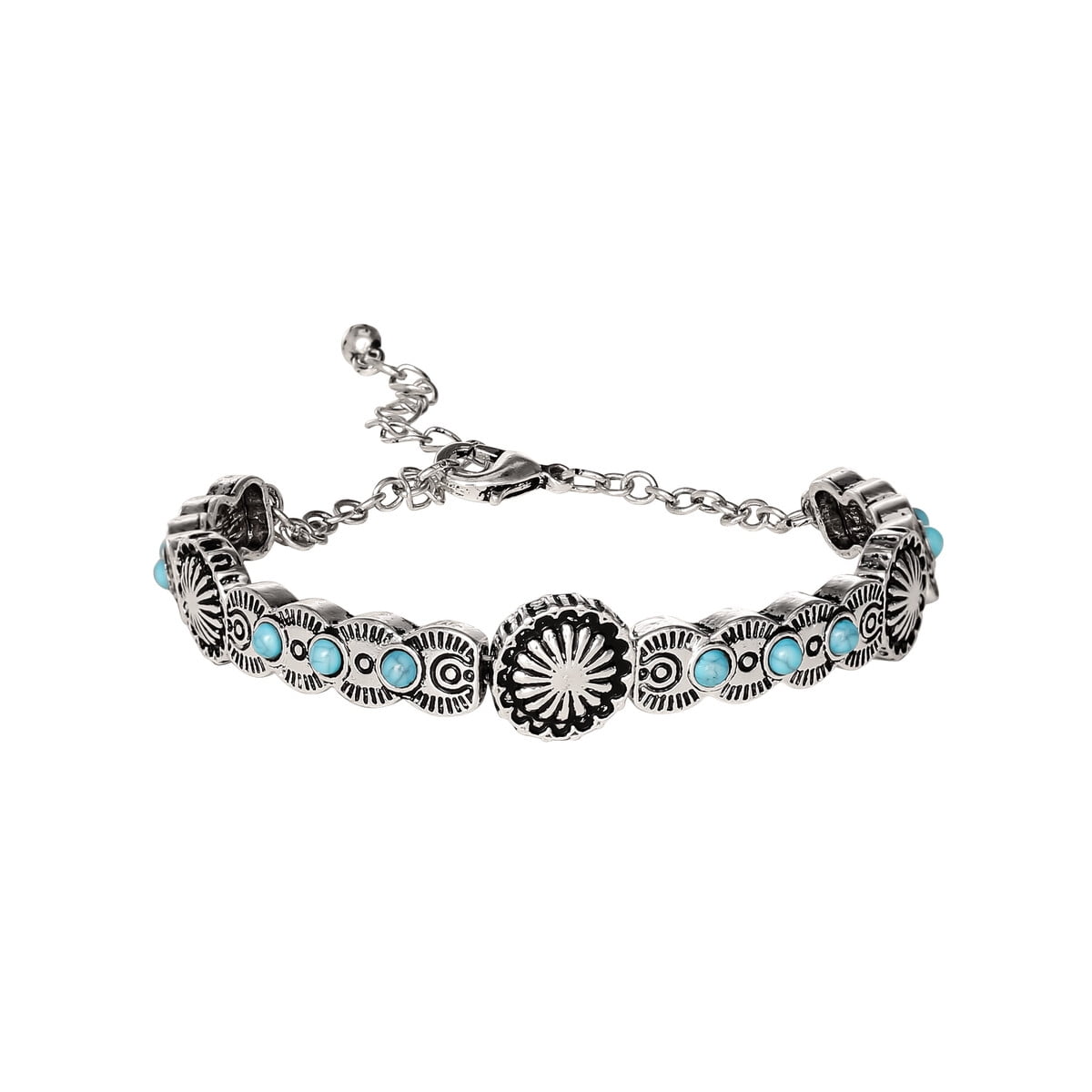 Jessica Simpson - Pulsera Turquesa Sintatica Cadena Plateada