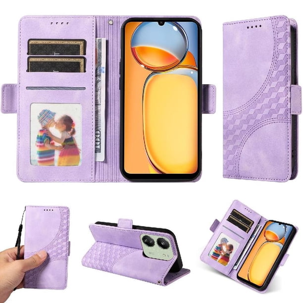 Carcasa FOXDOCK Xiaomi Redmi 13C 5G de cuero PU, diseño acolchado clásico, protección contra caídas y rayones