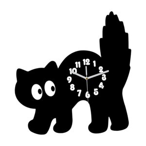 Magideal - Reloj De Pared Con Forma De Gato, Adorno Acrílico, Fácil De Leer, Números Arábigos, Decoración De Pared, Reloj Colgante Para Baño, Estudio, Sala De