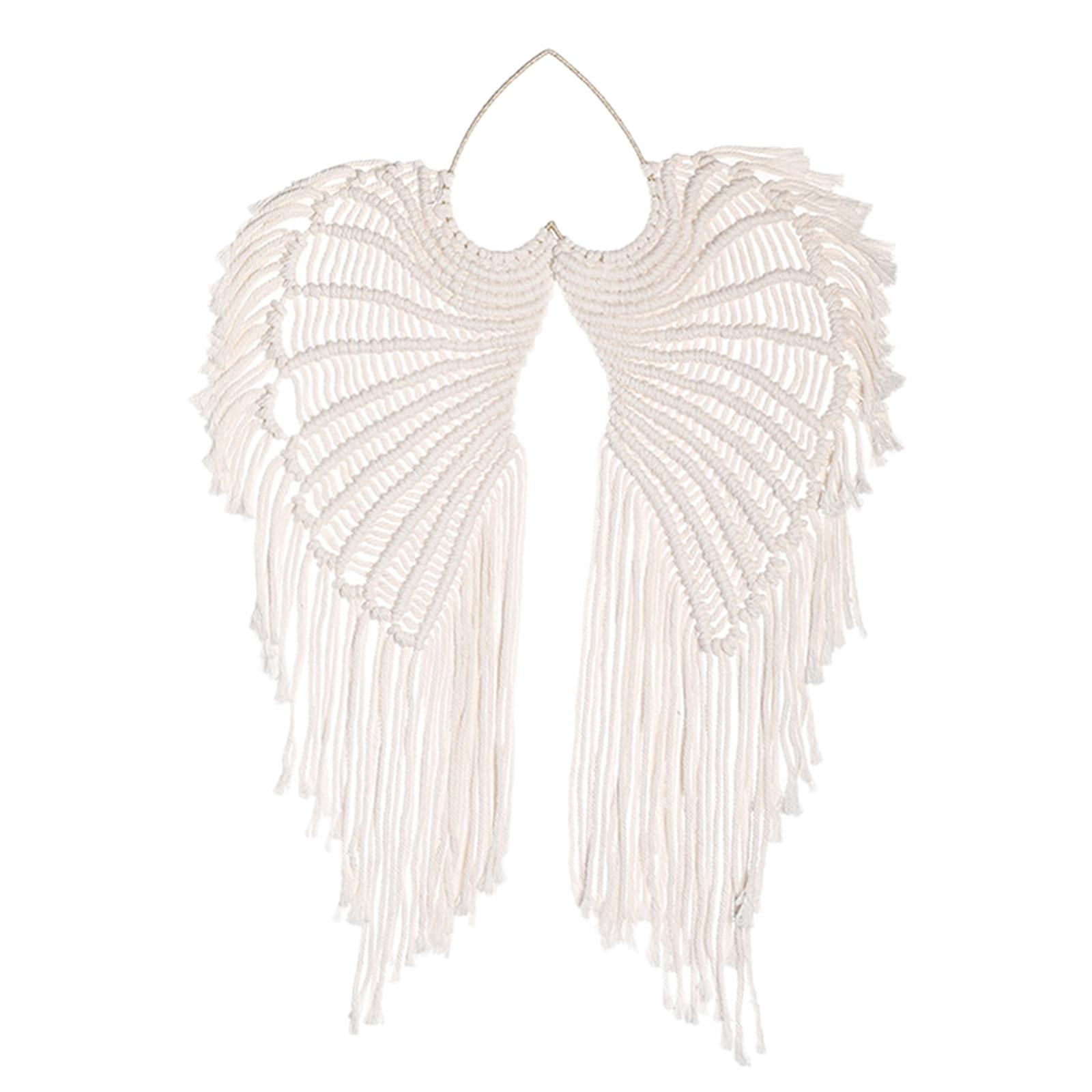 Magideal - Tapiz Colgante De Pared De Macramé, Tapiz De Ala De Ángel Tejido, Decoración De Cuerda De Algodón Bohemia Para Boda, Oficina, Sala De Estar, Dormitori