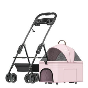 Coche Plegable 2 En 1 Para Mascotas Lubabycas Rosado