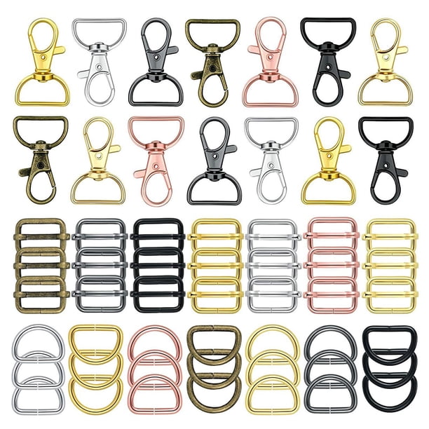 56 piezas Monedero Hardware Llavero Ganchos con anillos en D Juego de bolsas Fabricación de cordones Ganchos a presión Cierres giratorios de metal con