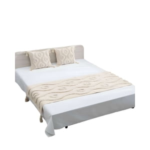 Genérico - Piecera Bordada Con Dos Fundas Modelo Boho Beige 08