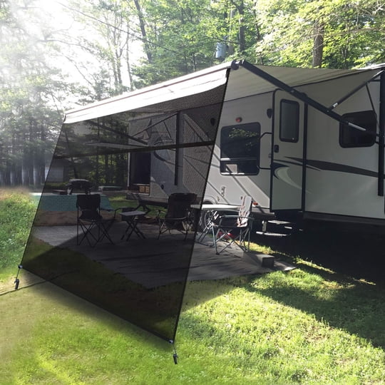 Toldo Excelfu Rv, Protector Uv De Malla Negra De 3 X 2,7 M, Bloqueador De Rayos Uv