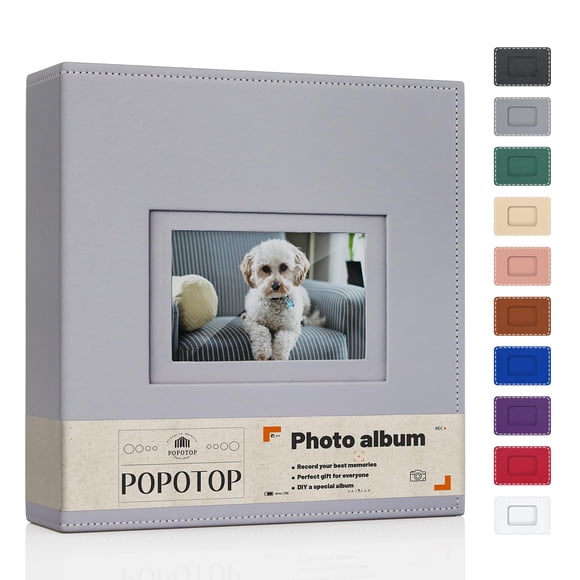 Álbum de Fotos Popotop 10x15 cm, 300 Bolsillos, Cubierta de Cuero