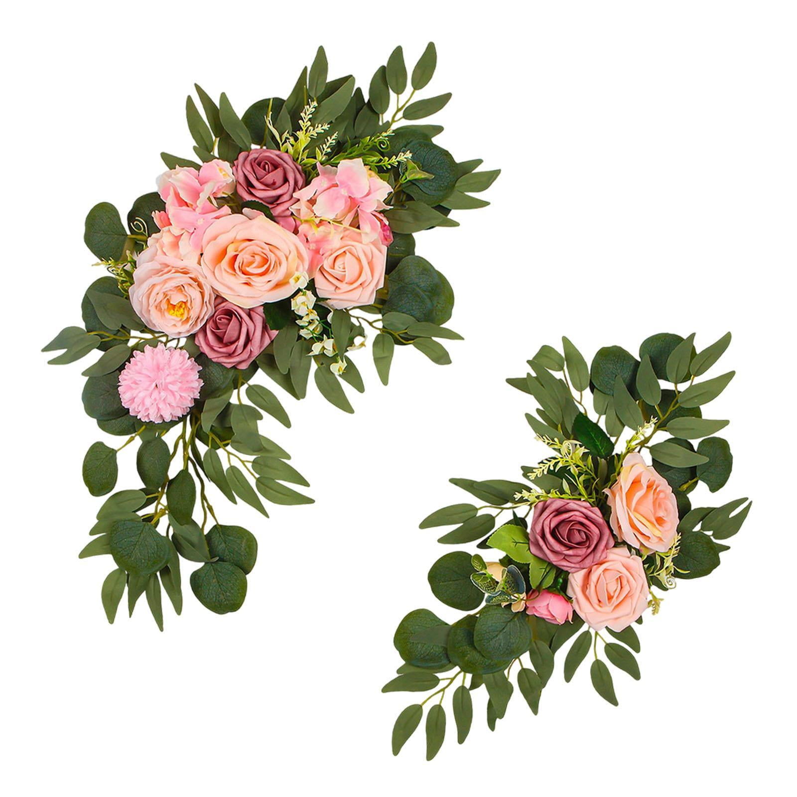 Bothyi - 2 Uds Arco De Boda Flores Recepción Hojas Verdes Puerta Dintel Hojas Verdes Rosa