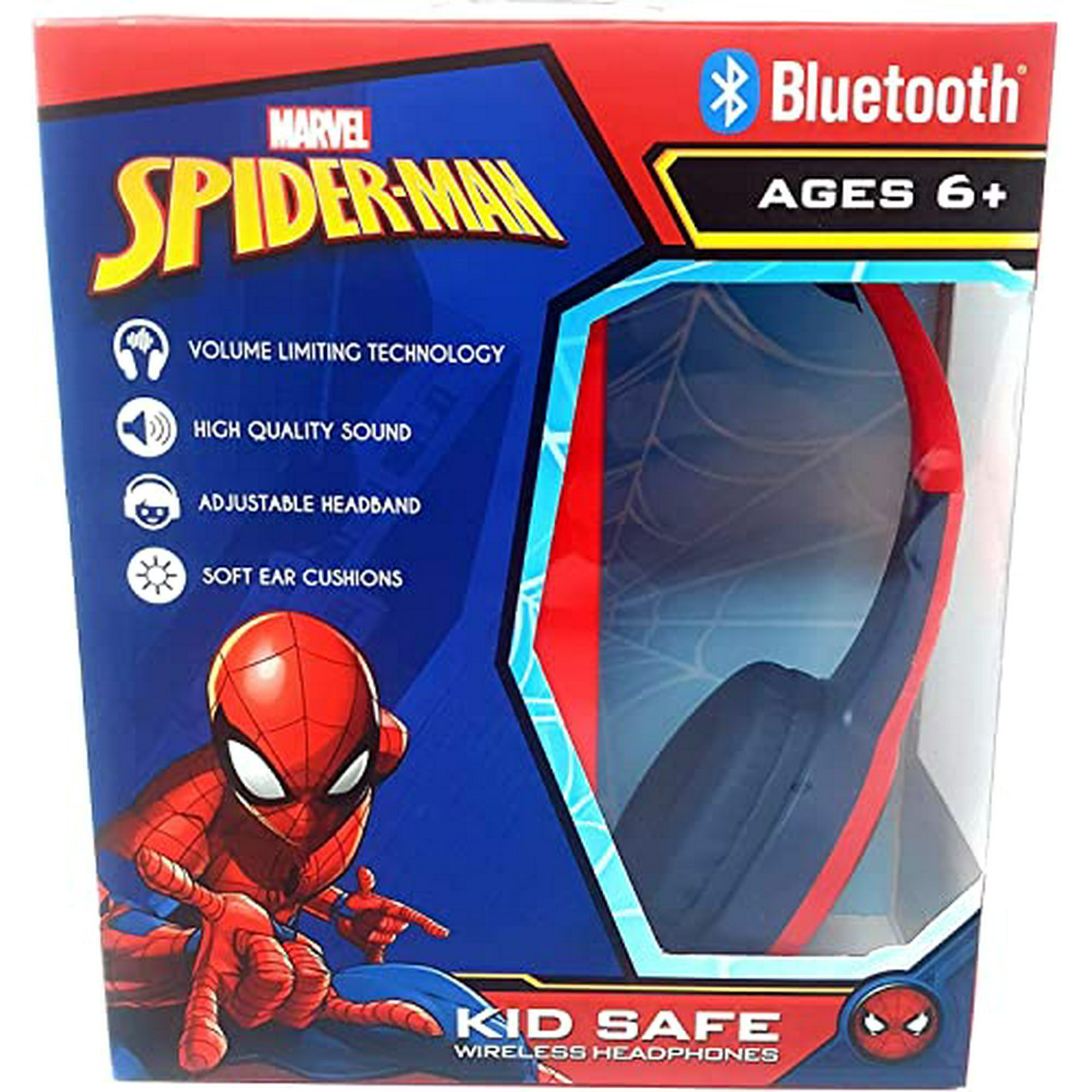 Spider-man - Spider Man Bluetooth Kid Auriculares Seguros Sobre Los Cojin