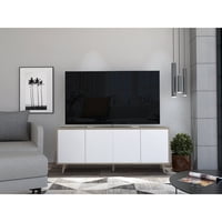 Tuhome - Rack Tv 55"" Bora Rovere Y Blanco 4 Puertas
