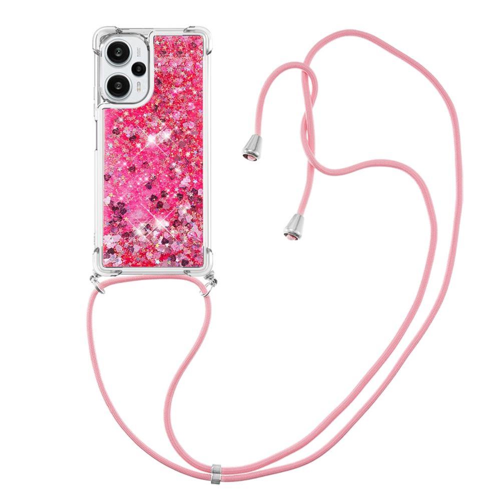 Funda Foxdock Para Xiaomi Poco F5 5G Con Cuerda Ajustable, Brillo Líquido, Protección Antigolpes Y Lente – Ideal Para Regalo