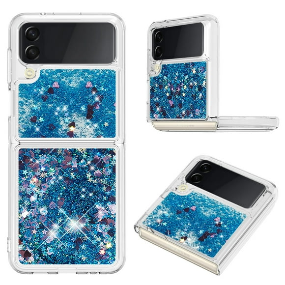 Funda Para Sansung Galaxy Z Flip 4 Con Brillo Líquido, Protección Completa Y Soporte De Anillo Giratorio