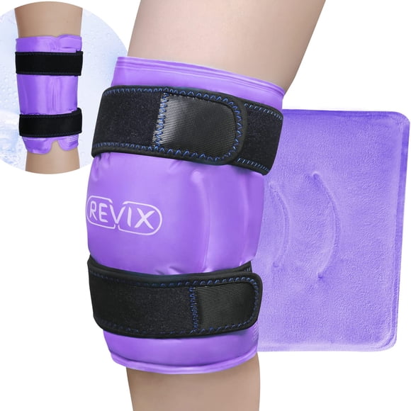 Knee Ice Wrap REVIX XL, paquete de hielo en gel para dolor muscular, color morado