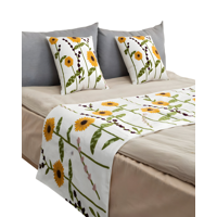 Genérico - Set De Piecera Bordada Con Dos Fundas Blanco 04