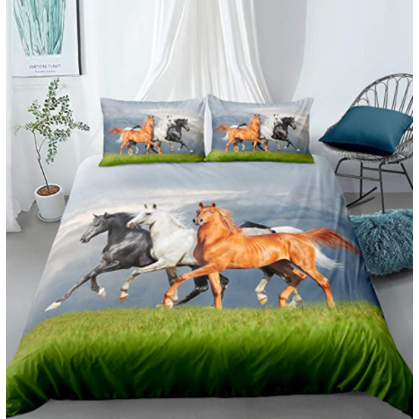 Print Horse Bedding Set Single Twin Full Queen King Size Animal Horses Bed Set Adult Kid Kawaii Duvetcover Sets 3D Bed SetBed Sheets