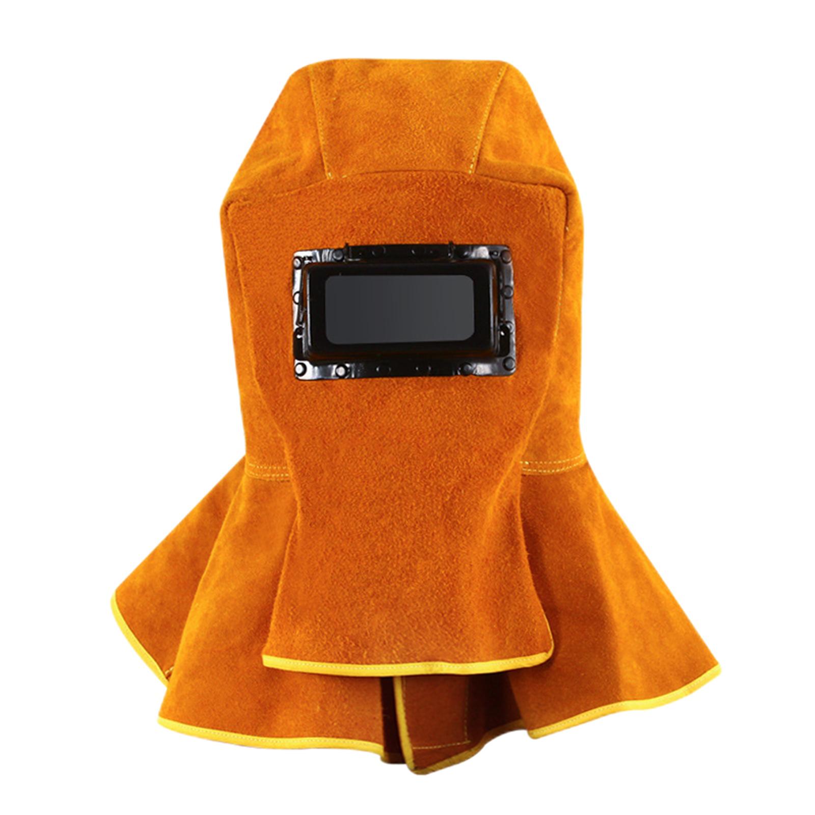 Magideal - Casco De Capucha De Soldadura De Piel De Vaca, Capucha Profesional, Equipo De Protección De Absorción De Sudor, Máscara De Soldadura Resistente Para L Sin Automático