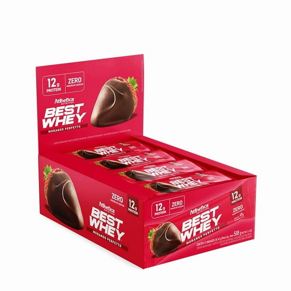 Box De 12 Barras Best Whey 12g Frutilla Perfecta