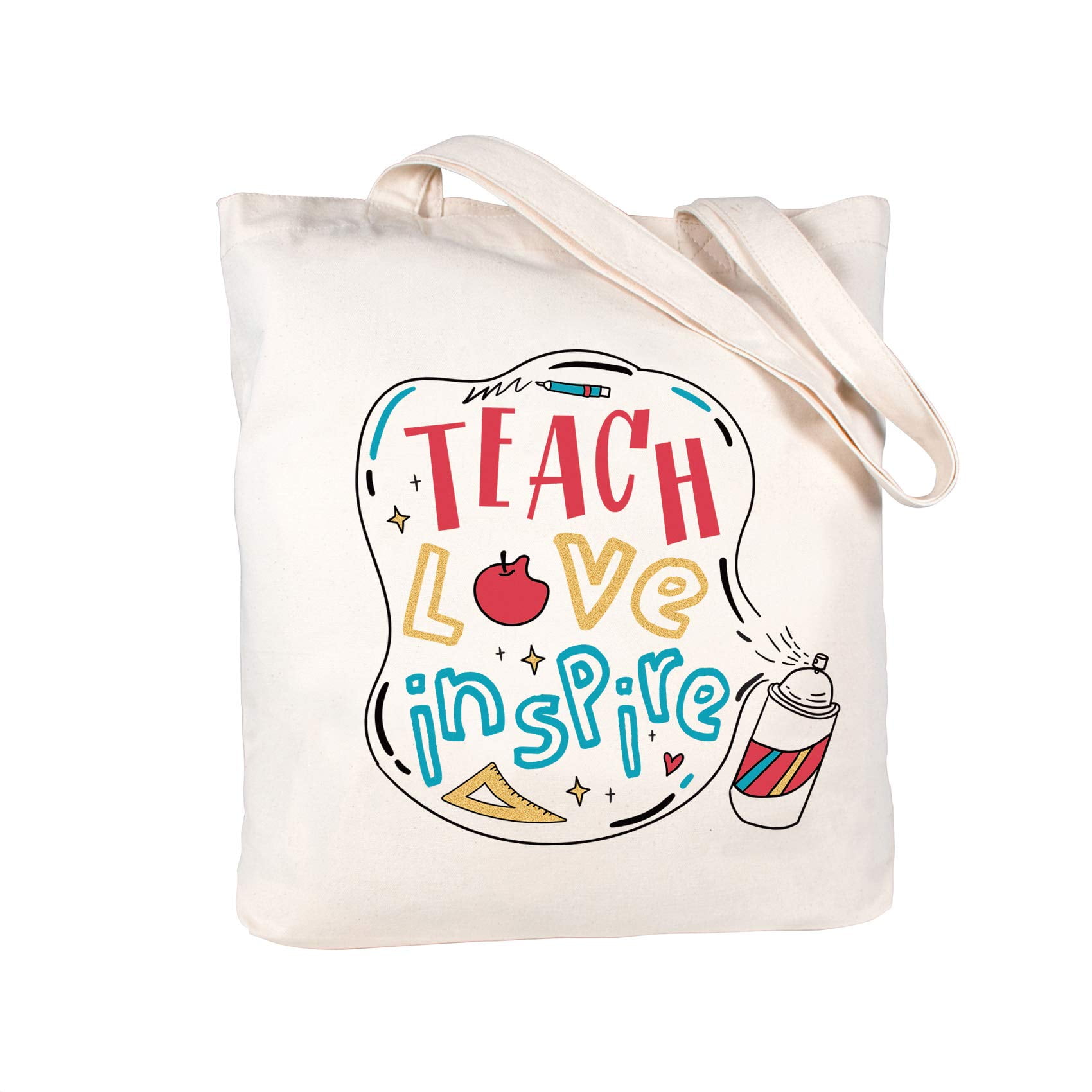 Bolsa De Mano Elegantpark Teach Love Inspire Color Marfil