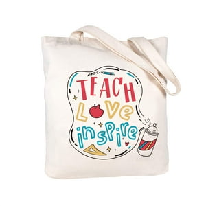 Bolsa De Mano Elegantpark Teach Love Inspire Color Marfil