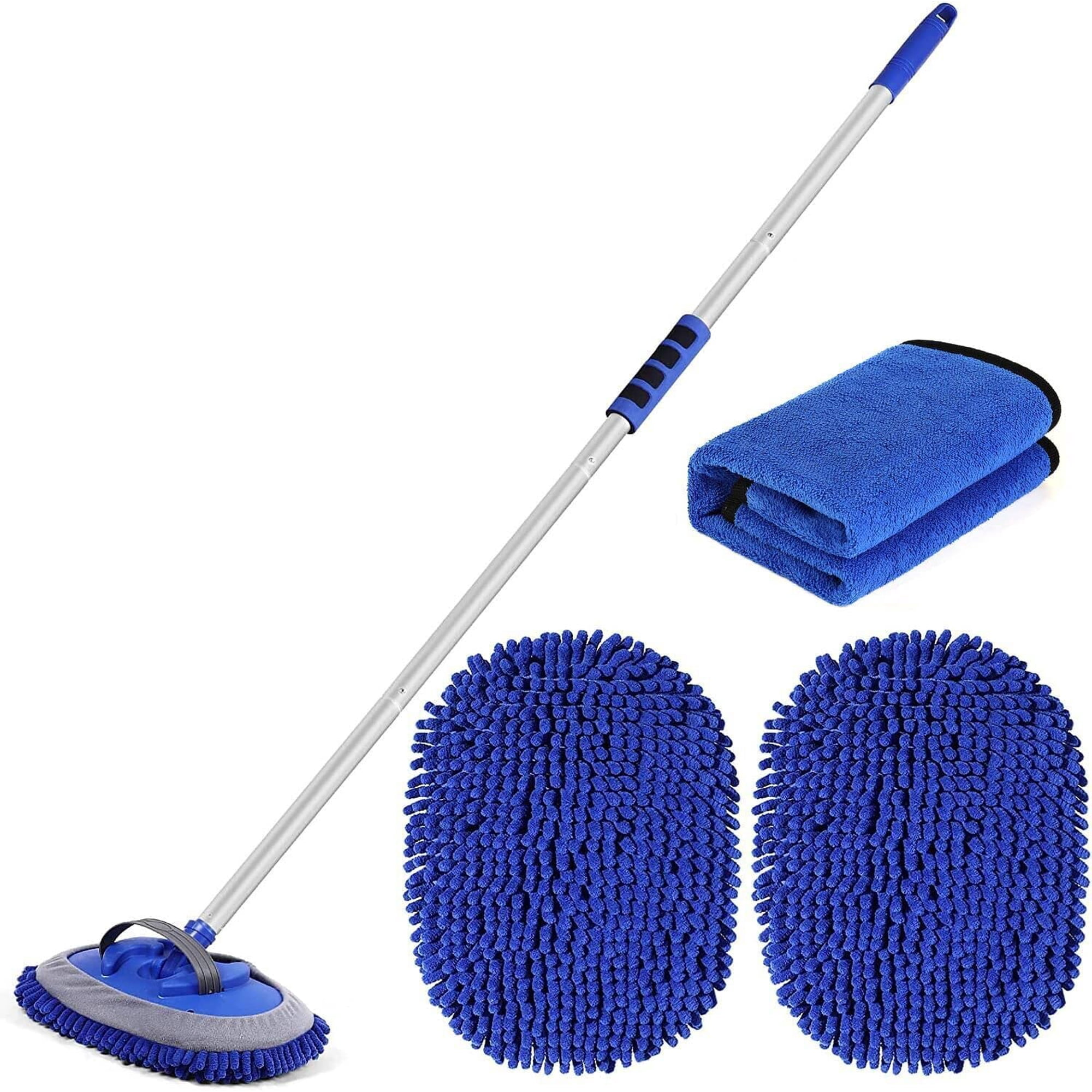Cepillo De Lavado De Autos Wontolf, Kit De Microfibra Con Mango Largo De 157 Cm