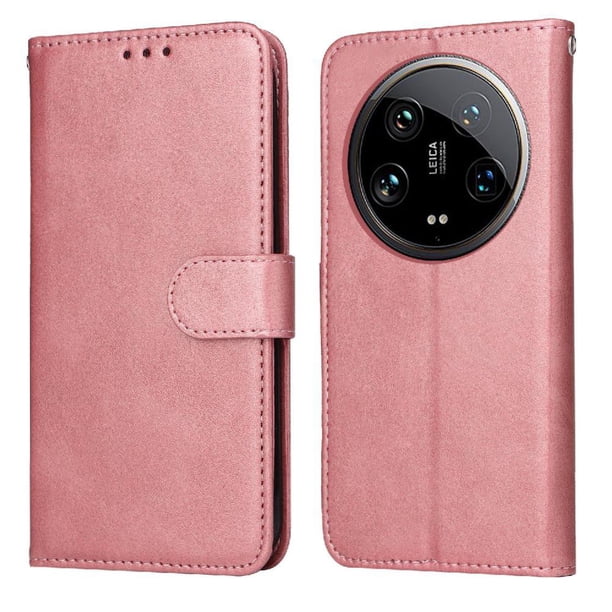 Funda Billetera para Xiaomi 14 Ultra con Porta Tarjetas y Soporte Ajustable Rosa