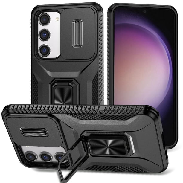 Funda Armada para Samsung Galaxy S23 con Tapa Deslizante y Soporte Magnético Giratorio Negro