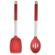 thumbnail image 1 of Utensilios de cocina de 2 piezas, cabezales de silicona aptos para uso alimentario y mangos de acero inoxidable, color rojo, 1 of 5
