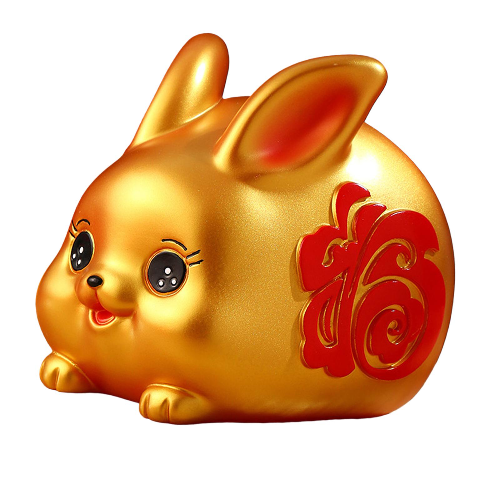Magideal - Lucky Rabbit Piggy Bank Estatuilla De Animales Estatuas Ahorro De Dinero Pot Jar Colección Adornos Para Regalo De Cumpleaños Hogar Decoración Del , Dorado