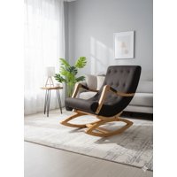 Muebles New - Silla Mecedora Con Apoya Brazos Gris Felpa