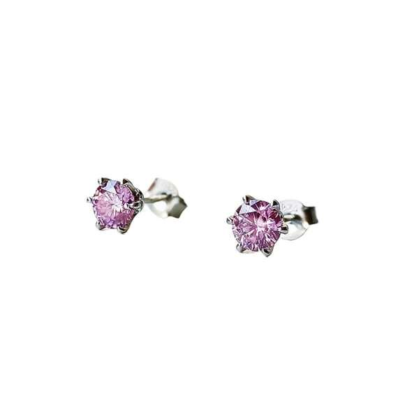 Pendientes Punto Luz Piedra Gema Moissanita Rosa Certificado