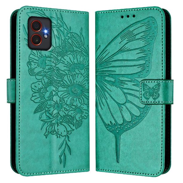 Funda cartera mariposa para Samsung Galaxy XCover7 Pro con soporte y ranuras para tarjetas Verde