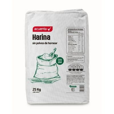 Harina Sin Polvos De Hornear Bolsa 25 Kg Acuenta