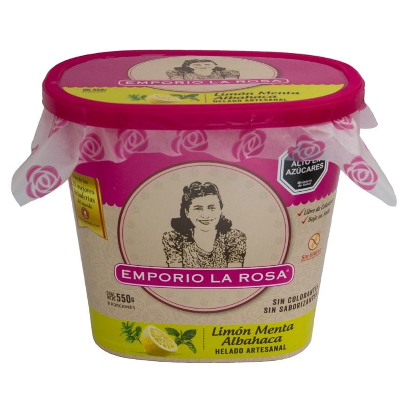 Helado Limón Menta Albahaca Pote 800 ml Emporio La Rosa