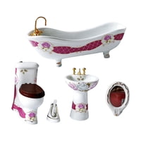 Bothyi - Juego De Baño De Accesorios Para Casa De Muñecas De 5 Piezas Para Decoración De Habitación Blanco Y Rojo