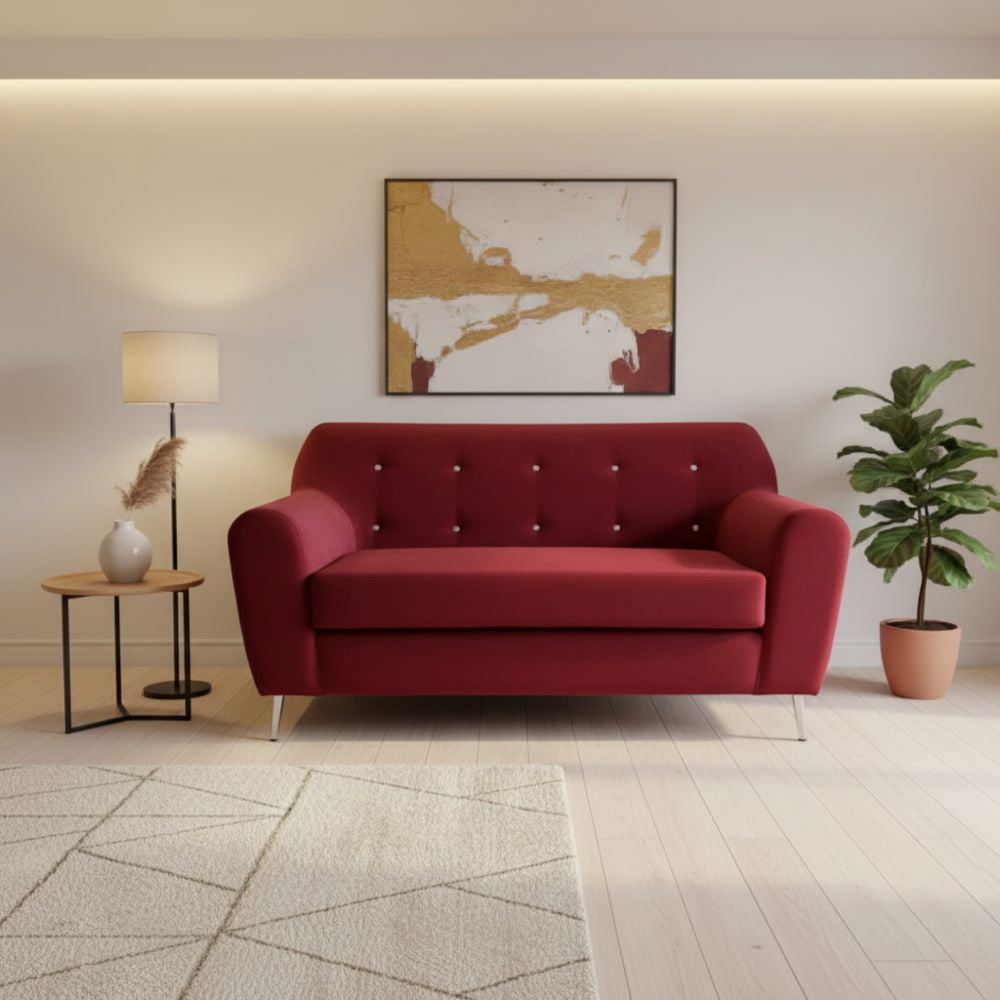 Muebles New - Sofa Dos Cuerpos Rojo Felpa