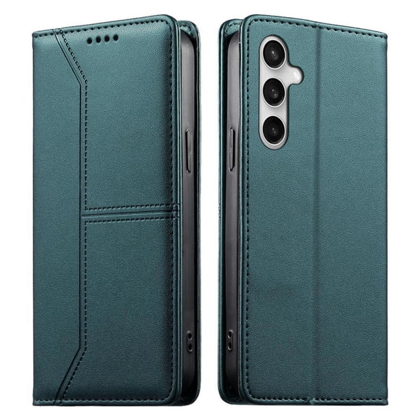Funda tipo cartera con bloqueo RFID para Samsung Galaxy S25 FE cubierta magnética de cuero con tapa y soporte Verde