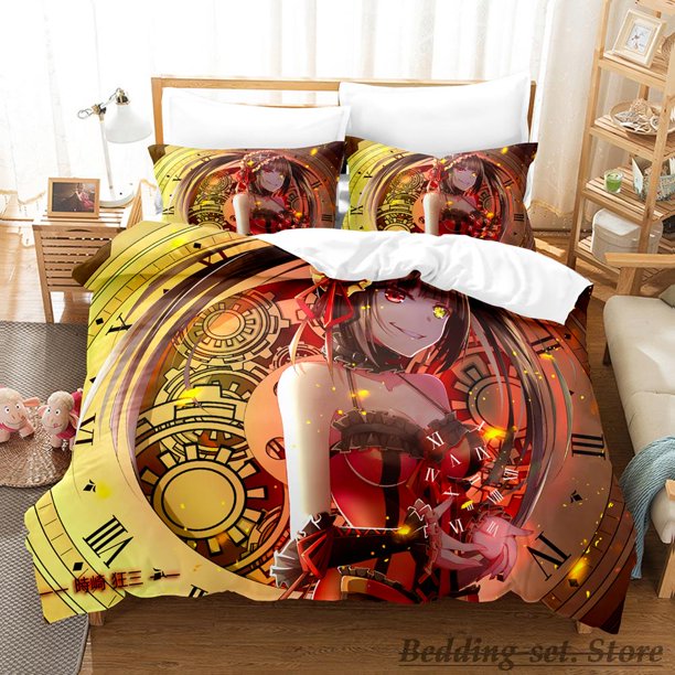 Kawaii Date A Live Tokisaki Kurumi Bedding Set Bed Set Aldult Kid Bedroom Duvetcover Sets Anime
