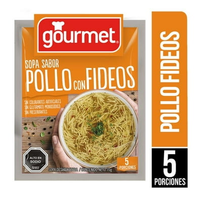 Sopa Sabor Pollo Con Fideos (5 Porciones) Sobre 70 G Gourmet