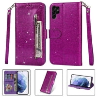 Funda Para Foxdock Elegante Funda Samsung Galaxy S23 Ultra Glitter Con Cremallera-Ideal Para El Uso Diario