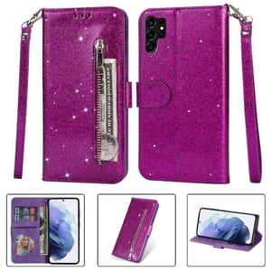 Funda Para Foxdock Elegante Funda Samsung Galaxy S23 Ultra Glitter Con Cremallera-Ideal Para El Uso Diario