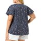 thumbnail image 3 of GRACIA Y GRANDEZA Blusa de Chifón Floral con Cuello de Ojal y Mangas Cortas Acampanadas para Mujer Talla Grande 6X Azul Marino, 3 of 8